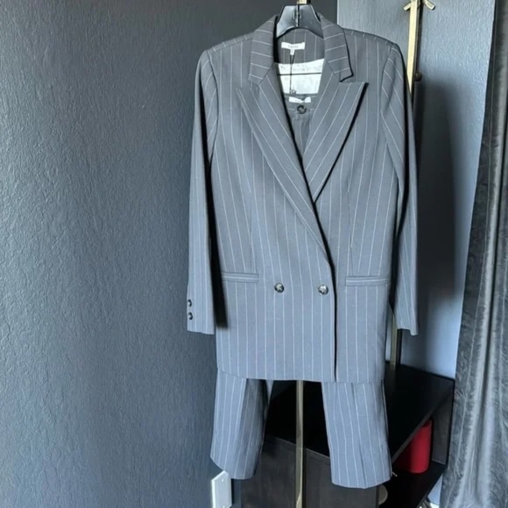 GANNI Women’s Pinstriped Stretch Grey Pants Size Small EU36 NWT